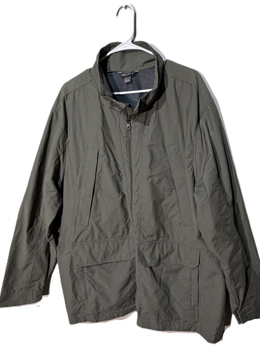 Eddie Bauer Jacket Mens 2X Olive Full Zip Stand Collar Pockets Outdoor Coat 2XL